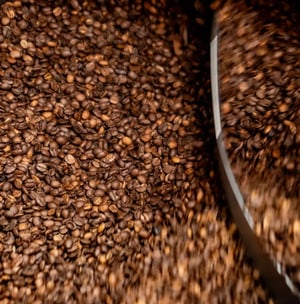 Coffee beans being cooled down